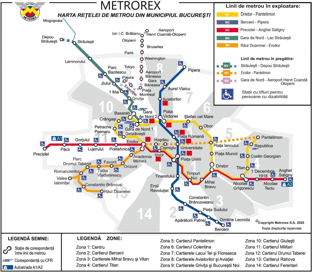Bucharest metro stations map