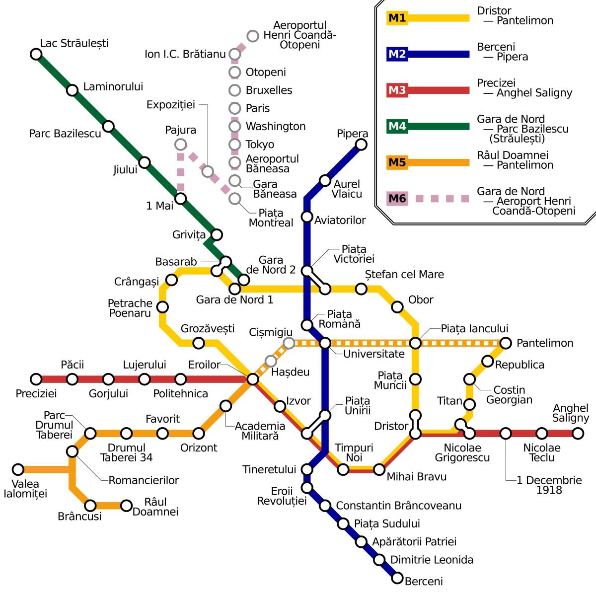 Bucharest subway station map