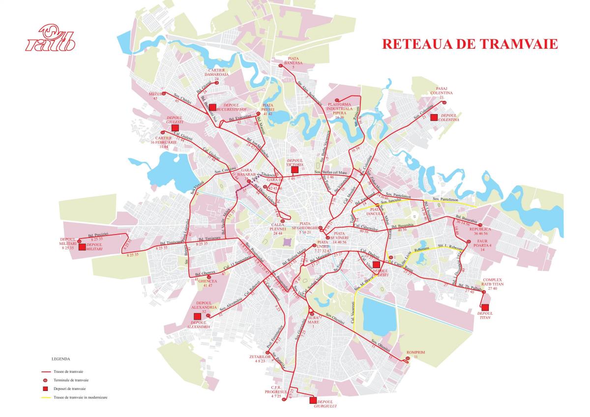Bucharest tram stations map